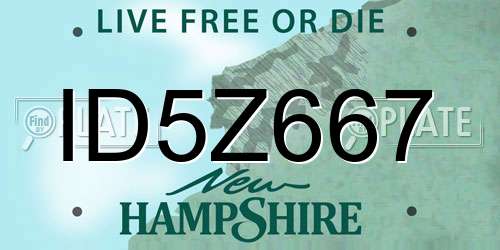ID5Z667 New Hampshire License Plate