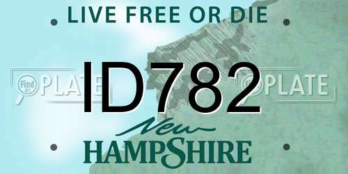 ID782 New Hampshire License Plate