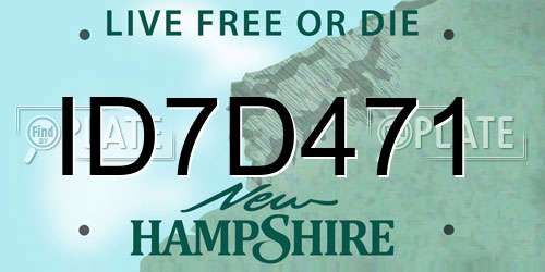 ID7D471 New Hampshire License Plate