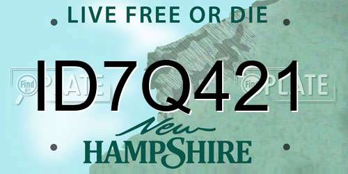 ID7Q421 New Hampshire License Plate