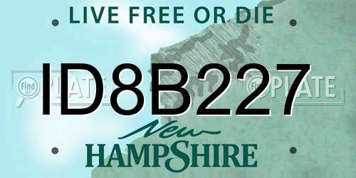 ID8B227 New Hampshire License Plate