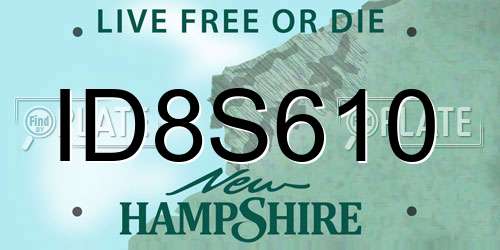 ID8S610 New Hampshire License Plate