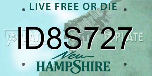 ID8S727 New Hampshire License Plate