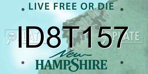 ID8T157 New Hampshire License Plate