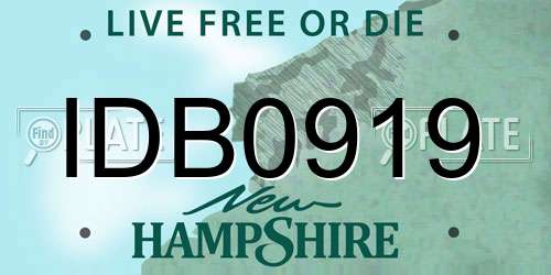 IDB0919 New Hampshire License Plate