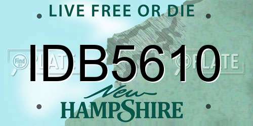 IDB5610 New Hampshire License Plate