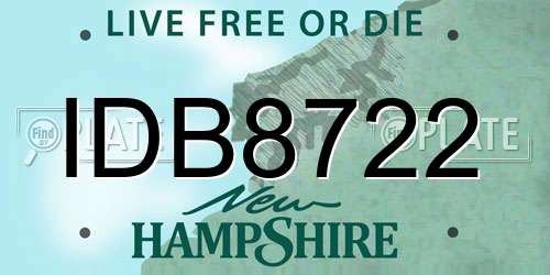 IDB8722 New Hampshire License Plate