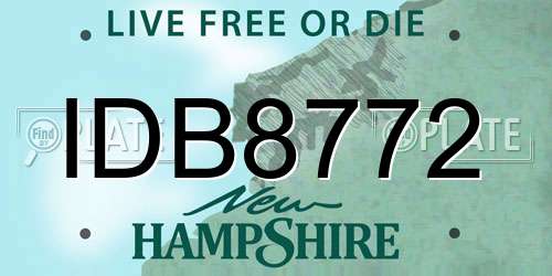 IDB8772 New Hampshire License Plate