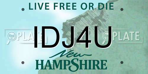 IDJ4U New Hampshire License Plate