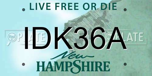 IDK36A New Hampshire License Plate