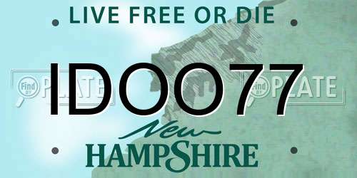 IDOO77 New Hampshire License Plate