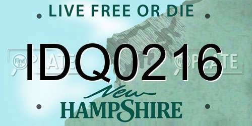 IDQ0216 New Hampshire License Plate