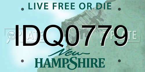 IDQ0779 New Hampshire License Plate