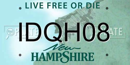IDQH08 New Hampshire License Plate