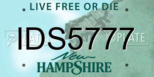 IDS5777 New Hampshire License Plate
