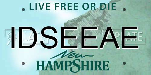 IDSEEAE New Hampshire License Plate