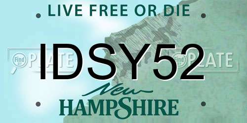 IDSY52 New Hampshire License Plate