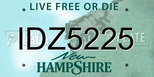 IDZ5225 New Hampshire License Plate