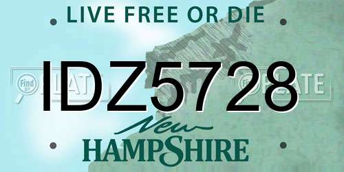 IDZ5728 New Hampshire License Plate