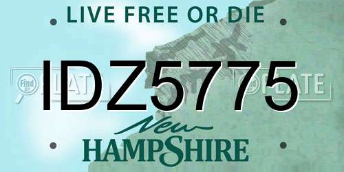 IDZ5775 New Hampshire License Plate