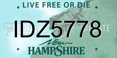 IDZ5778 New Hampshire License Plate