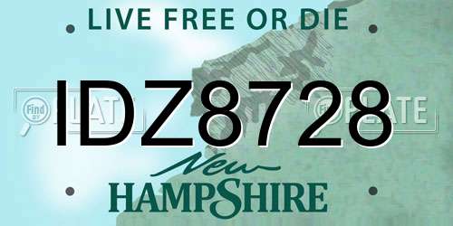 IDZ8728 New Hampshire License Plate