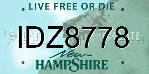 IDZ8778 New Hampshire License Plate