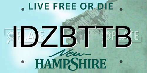 IDZBTTB New Hampshire License Plate