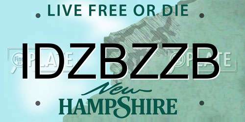 IDZBZZB New Hampshire License Plate