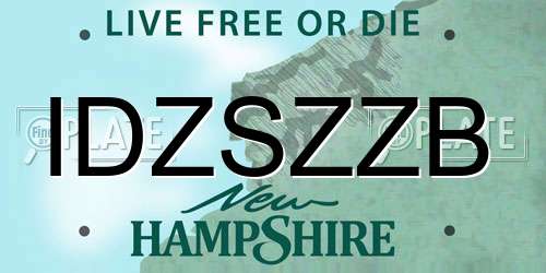 IDZSZZB New Hampshire License Plate