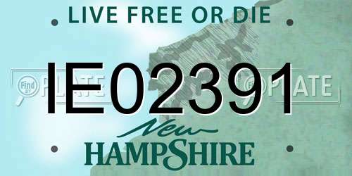 IE02391 New Hampshire License Plate