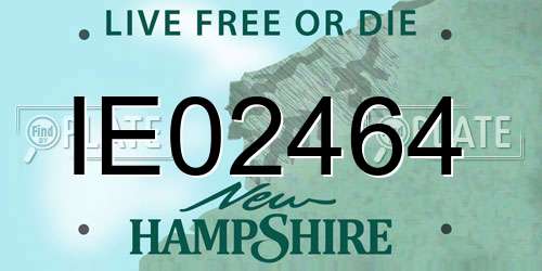 IE02464 New Hampshire License Plate