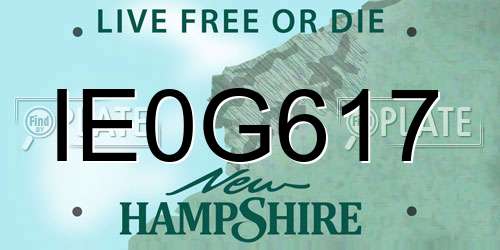 IE0G617 New Hampshire License Plate
