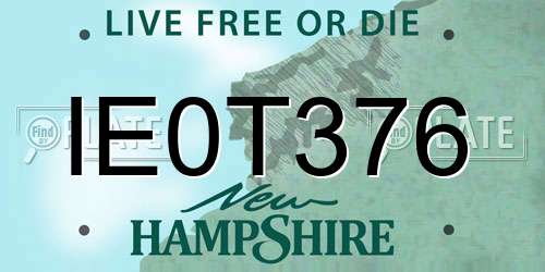 IE0T376 New Hampshire License Plate