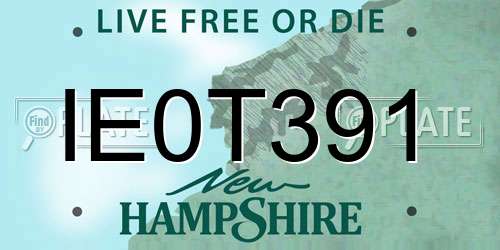 IE0T391 New Hampshire License Plate