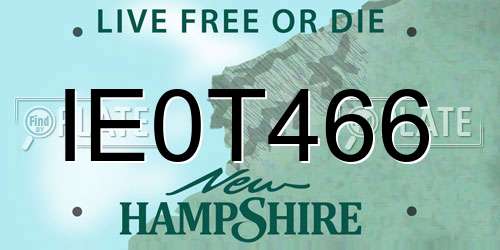 IE0T466 New Hampshire License Plate