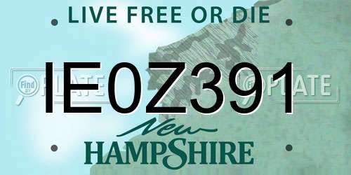 IE0Z391 New Hampshire License Plate