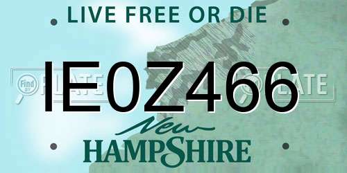 IE0Z466 New Hampshire License Plate