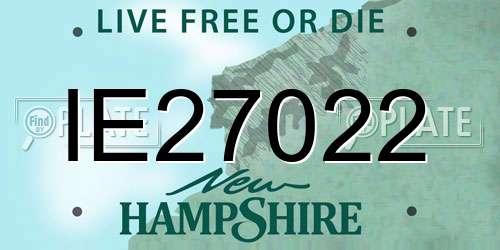 IE27022 New Hampshire License Plate