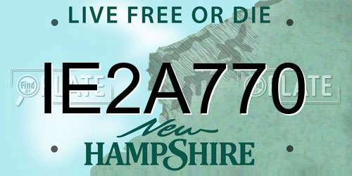 IE2A770 New Hampshire License Plate
