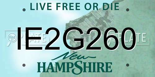 IE2G260 New Hampshire License Plate