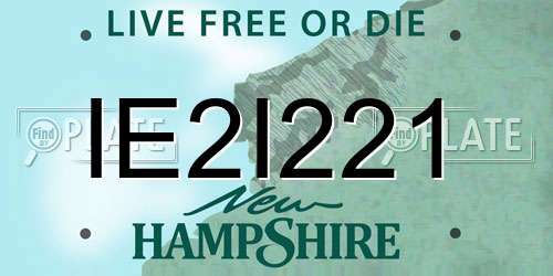 IE2I221 New Hampshire License Plate