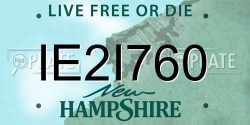 IE2I760 New Hampshire License Plate