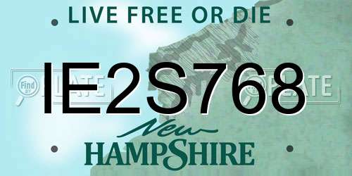 IE2S768 New Hampshire License Plate