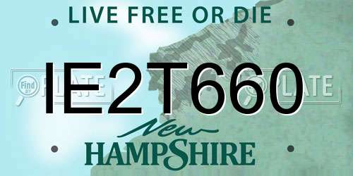IE2T660 New Hampshire License Plate