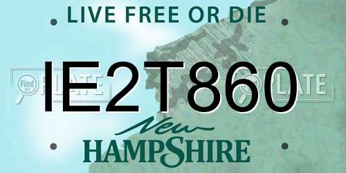 IE2T860 New Hampshire License Plate