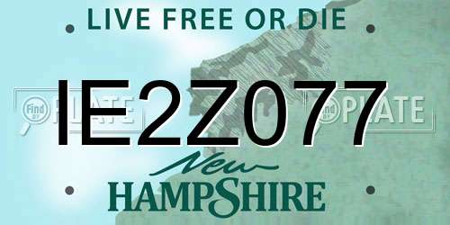 IE2Z077 New Hampshire License Plate