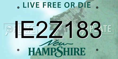 IE2Z183 New Hampshire License Plate