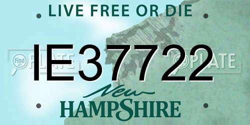 IE37722 New Hampshire License Plate