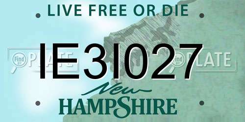 IE3I027 New Hampshire License Plate